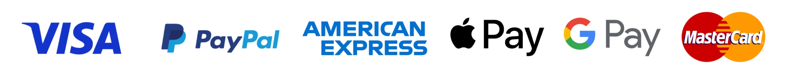 Accepted payment methods: Visa, PayPal, American Express, Apple Pay, Google Pay, Mastercard